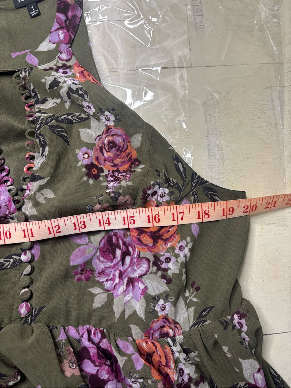 Torrid Dress Floral Olive Green Tiered Halter A Line Sleeveless Keyhole Size 1X - Picture 4 of 8